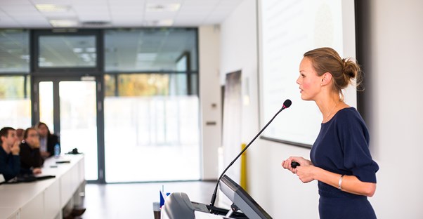 CEO presenting to the board of her company