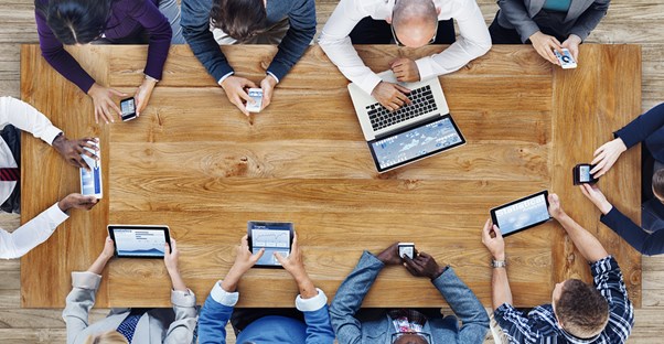 Group of business people networking
