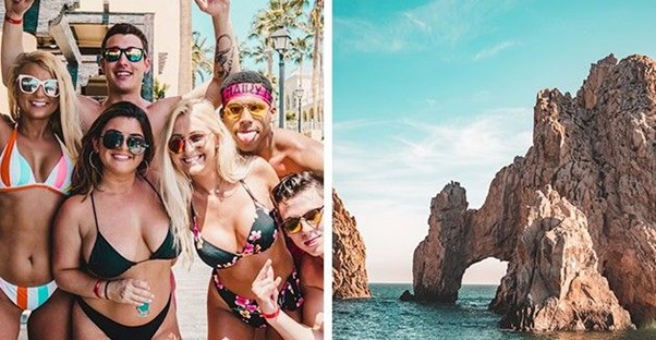 a popular spring break beach is filled with people