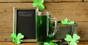 Decorations for a St. Patrick's Day party.
