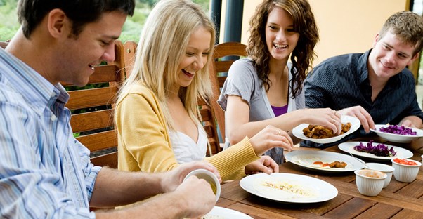 Friends eating gluten free foods