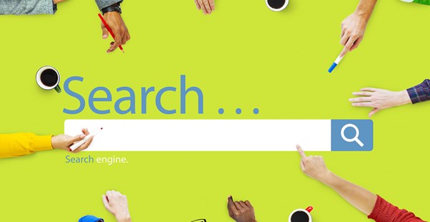 Hands pointing to a search bar