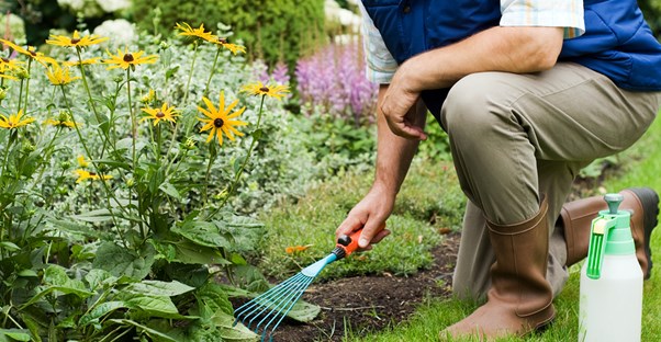 Woman working on her spring garden