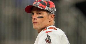 Tom Brady on a football field