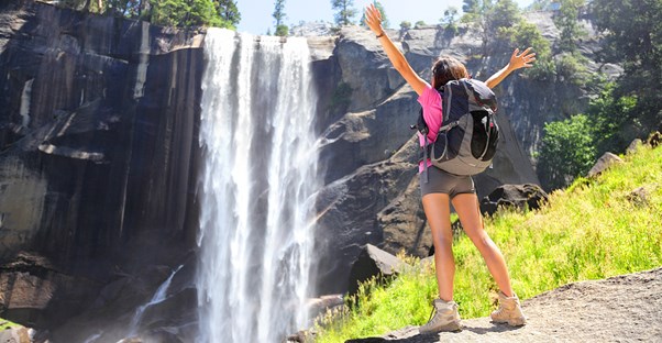 Single girl enjoying a hike.