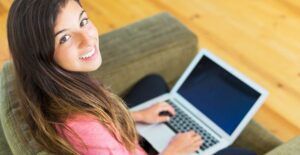 Girl opening her first online bank account