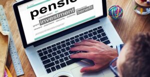 Man researching pension plans