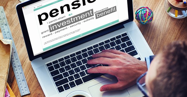Man researching pension plans