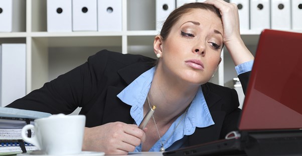Woman gets stressed at work