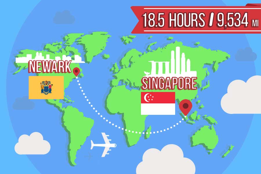 1. Newark to Singapore