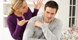 An unfaithful woman fighting with her boyfriend.