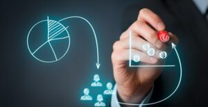 Small business owner drawing graphs