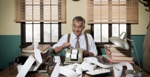 An accountant goes over some paperwork