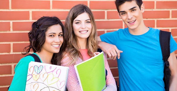 Students meet up after their first day back to school