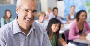 A teacher has fun teaching his students