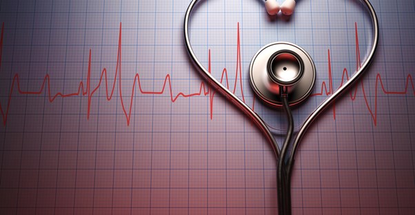 a stethoscope in the shape of a heart symbolizes heart disease awareness