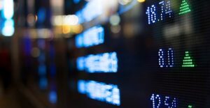 A view of a screen that shows stock prices