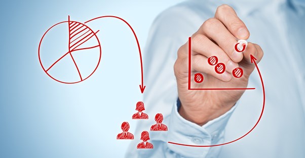 A business professional writes with a red sharpie