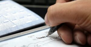 writing a check