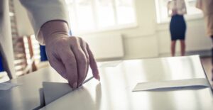 Woman voting
