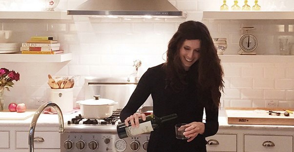 Vegan, Kate Taylor, in the kitchen.