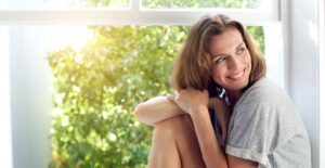Woman diagnosed with depression smiling
