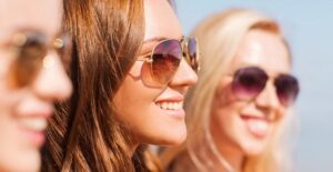 Friends wearing stylish sunglasses
