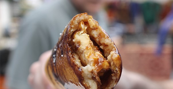 A deep fried snickers bar
