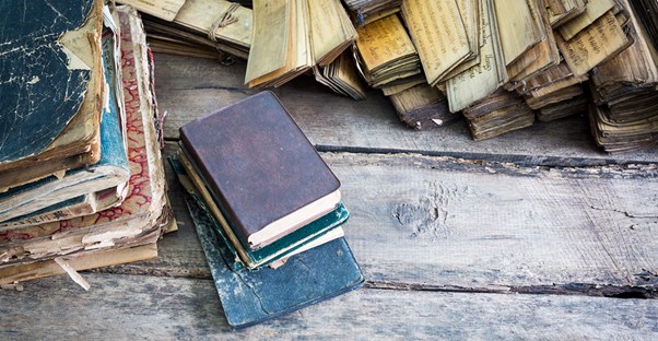 a stack of classic books
