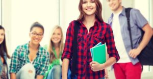 College students wait for their class to start