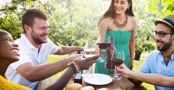 Friends get together for a drink after work