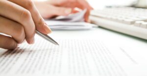A student does research to write a paper