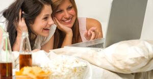woman watching free movies online
