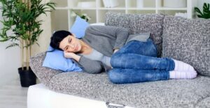 A woman with PMS symptoms