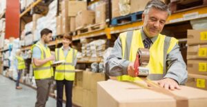 Men working in a warehouse to ship items
