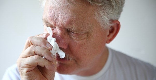 An older gentleman suffering from congestion