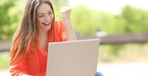 a woman playing her favorite games online