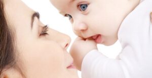 A mother and a happy baby