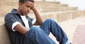 A person struggles with mental health
