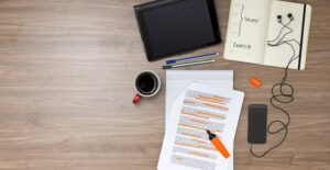 Study materials on a desk