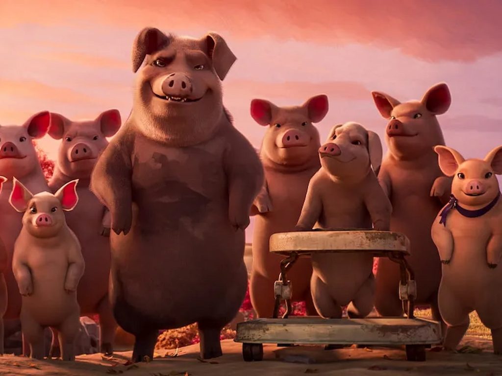 A scene from the 2025 animated film Animal Farm.