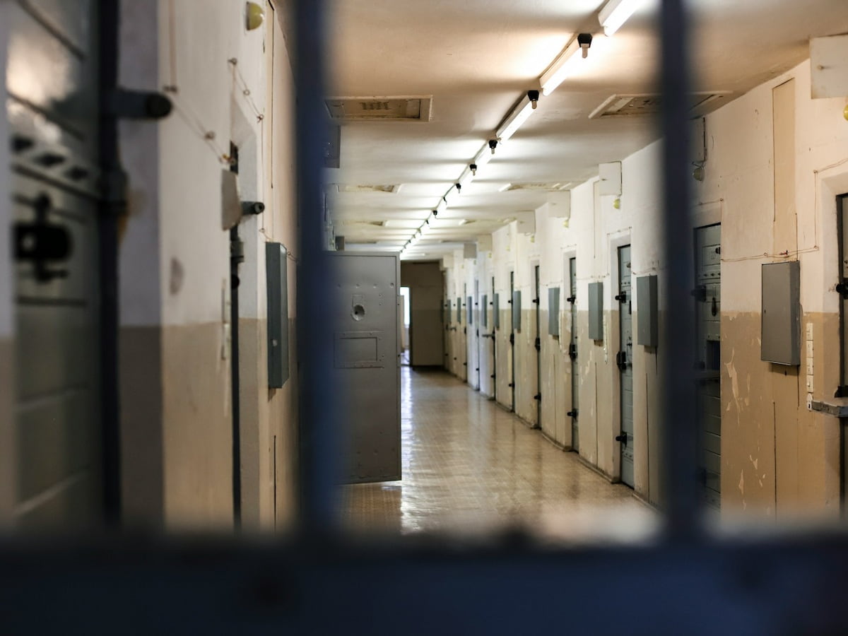 An interior hallway in a German prison.